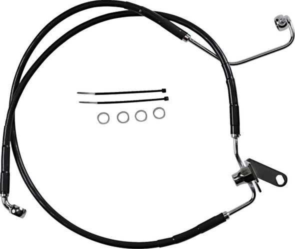 Drag Specialties - 17412955 - Brake Line - Front - Black - +2" - Softail '04-'06