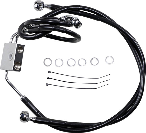 Drag Specialties - 17413824 - Brake Line - Front - Black - +2" - FXDF '12-'17