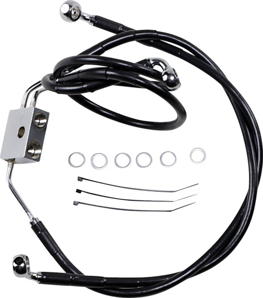 Drag Specialties - 17413830 - Brake Line - Front - Black - +8" - FXDF '12-'17