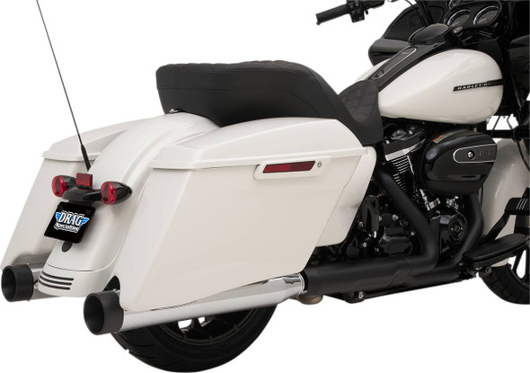 Drag Specialties - 18011264 - 4" Slip-On Mufflers with Billet End Caps - Chrome/Black