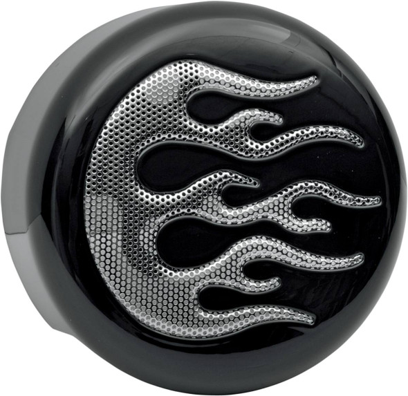 Drag Specialties - 21070053 - Horn Cover - Black with Chrome Flame