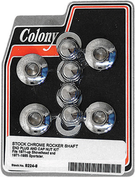 Colony - Rocker Shaft End Plug And Cap Kit - fits '71-Up Shovelhead and '71-'85 XL Models