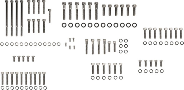 Drag Specialties - 24010562 - Bolt Kit - Complete Motor - Knurled/Socket-Head - Black/Chrome - '07-'17 Softail/Dyna