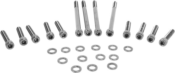 Drag Specialties - 24010568 - Bolt Kit - Primary Cover - Knurled - Black/Chrome - '07-'17 Softail/Dyna