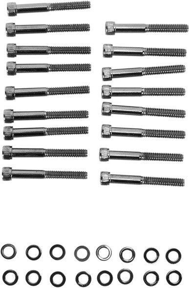 Drag Specialties - 24010574 - Bolt Kit - Primary Cover - Knurled - Black/Chrome - '04-'21 Sportster