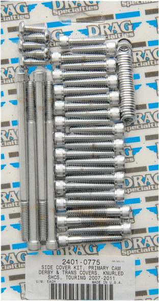 Drag Specialties - 24010775 - Bolt Kit - Primary/Transmission Side Cover/Derby Cover - Knurled - Touring