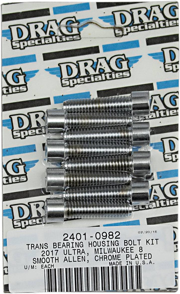 Drag Specialties - 24010982 - Transmission Bearing Smooth Bolt Kit - Chrome - M8