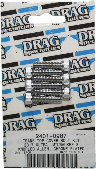Drag Specialties - 24010987 - Bolt Kit - Transmission Top - Chrome - Knurled - M8