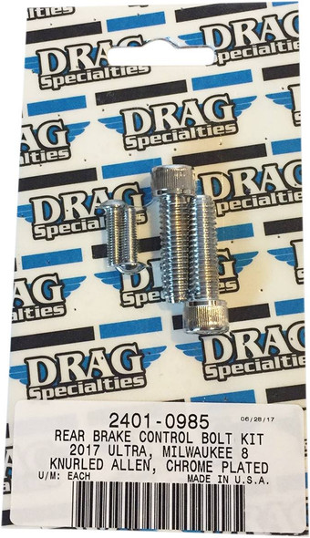 Drag Specialties - 24010985 - Bolt Kit - Brake - Rear - Knurled - Chrome - M8