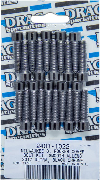 Drag Specialties - 24011022 - Bolt Kit - Rocker - Black/Chrome - Smooth - M8