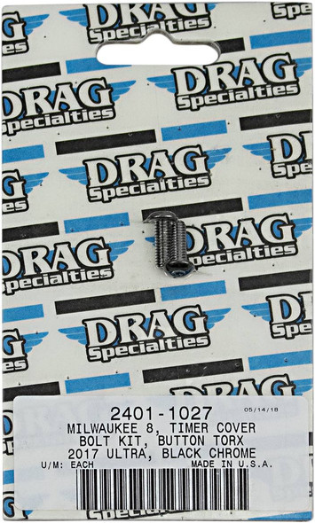 Drag Specialties - 24011027 - Bolt Kit - Timer Cover - Black/Chrome - Knurled - M8