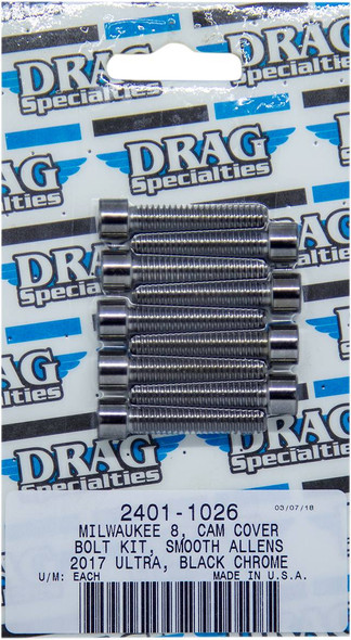 Drag Specialties - 24011026 - Bolt Kit - Camshaft Cover - Black/Chrome - Smooth - M8