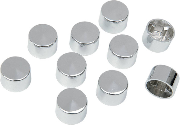 Drag Specialties - 24020124 - Bolt Covers - 12 Point - 1/4" - Chrome - 10 Pack