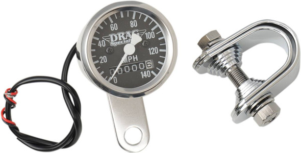 Drag Specialties - 78056843 - Mini Speedometer - Black - 2:1 Ratio - 1-7/8"