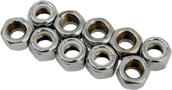 Drag Specialties - DS190527 - Nuts - Nylon - Chrome - 5/16"-24
