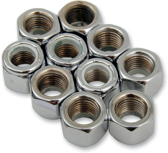 Drag Specialties - DS190529 - Nuts - Nylon - Chrome - 3/8"-24