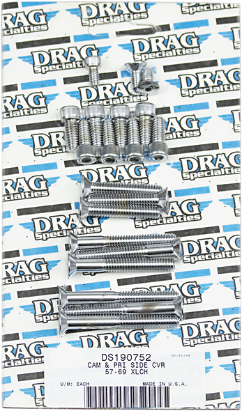 Drag Specialties - DS190752 - Bolt Kit - Primary Side Cover/Cam Cover - Knurled - '58-'69 Sportster
