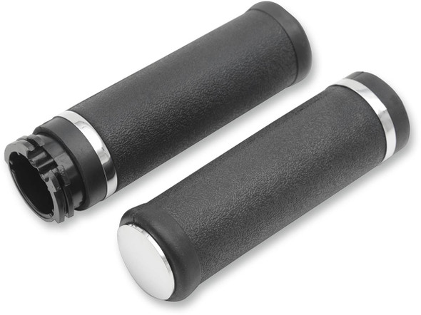 Drag Specialties - DS243112 - Rubber Grips with Accent Rings and End Caps - Hotop - Smooth - Cable