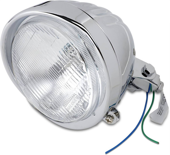 Drag Specialties - DS280000 - Headlight with Visor 5-3/4" - Grooved