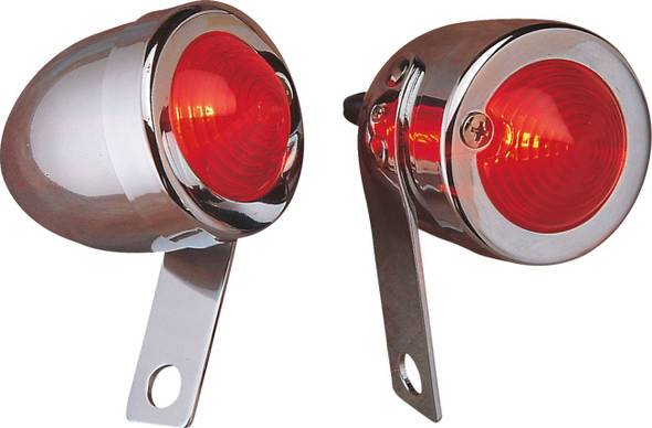 Drag Specialties - DS280048 - Bullet Light with Mount - Right - Red Lens - Chrome