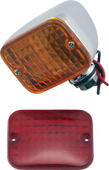 Drag Specialties - DS280169 - Rectangular Market Light - Dual Filament - Amber/Red