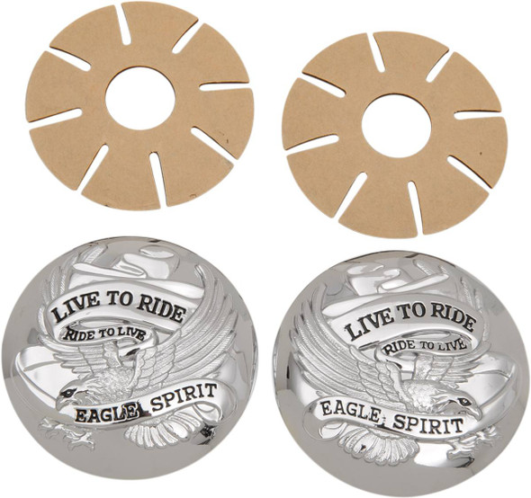 Drag Specialties - DS390126 - "Live to Ride" Gas Cap Covers - Chrome