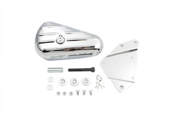 V-Twin - 50-1012 - Chrome Left Side Oval Tool Box and Mount Kit