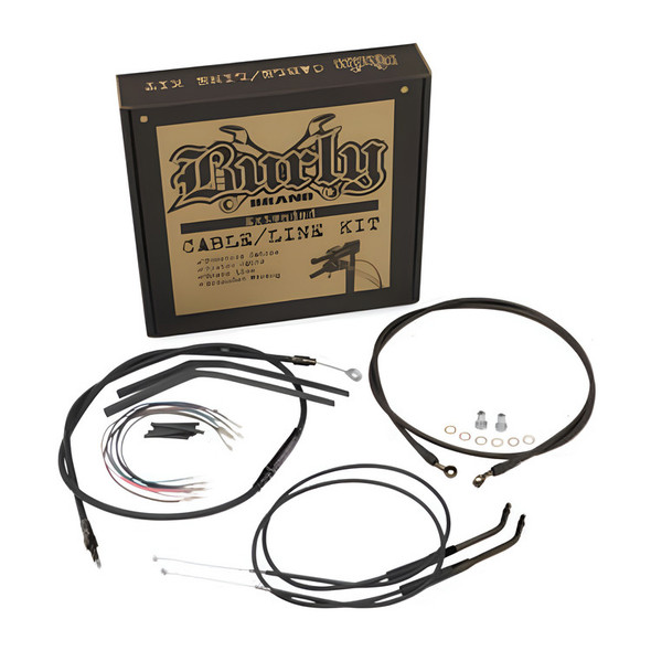Burly Brand - 12" T-Bar Cable/ Brake Line Extension Kit - Fits Single Disc '12-'15 FXD Model