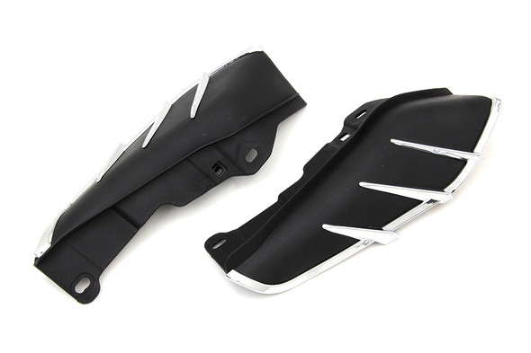 V-Twin - 51-0422 - Black Windshield Deflector Set with Chrome Trim