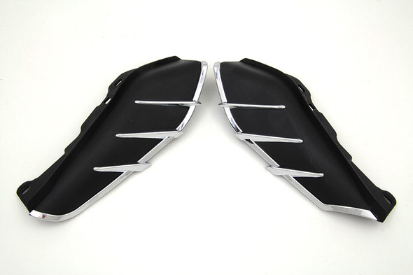 V-Twin - 51-0422 - Black Windshield Deflector Set with Chrome Trim