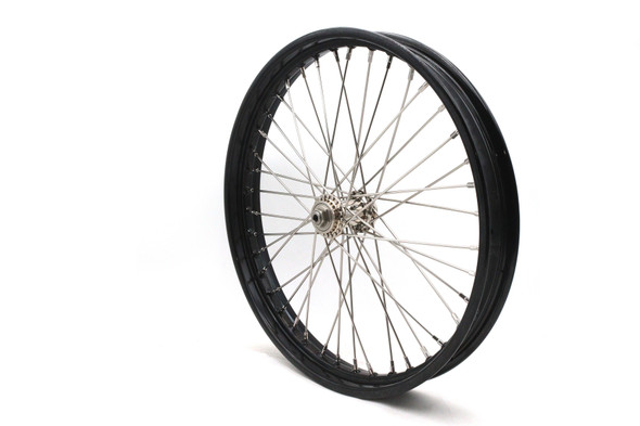 V-Twin - 52-0018 - 21 inch x 2.15 inch WR Front Spool Wheel Black - Fits 1941-1952 Harley-Davidson W