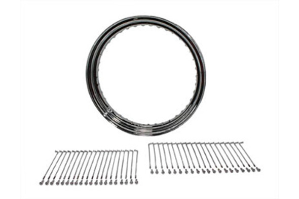 V-Twin - 52-0301 - 19 inch X 2.50 inch Wheel Rim and Spoke Kit Chrome