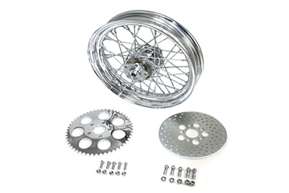 V-Twin - 52-0428 - 16 inch x 3.00 inch Rear Wheel Assembly Chrome