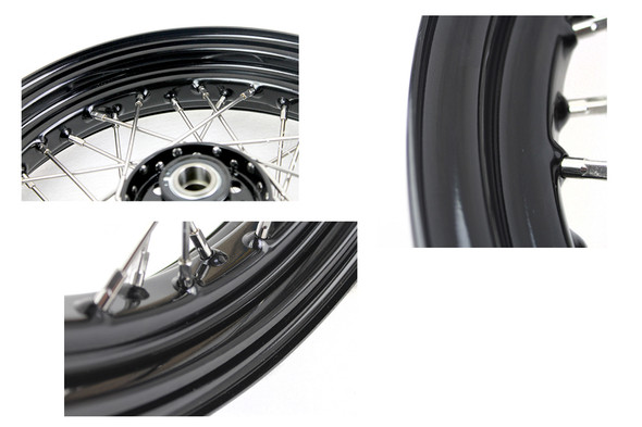 V-Twin - 52-0448 - 16 inch x 3.00 inch KH Type Star Hub Wheel Black - Fits 1948-1962 Harley-Davidson FL, 1936-1947 EL