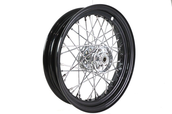 V-Twin - 52-0587 - 16 inch x 3.00 inch Replica KH Hub Wheel Black - Fits 1937-1948 Harley-Davidson UL, 1936-1952 WL (rear only), 1941-1966 FL, 1936-1948 EL