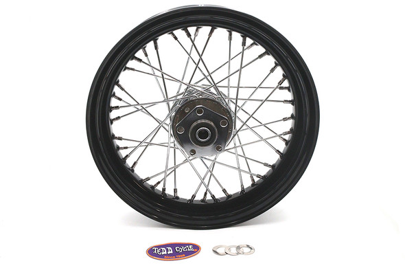 V-Twin - 52-1048 - 16 inch x 3.00 inch Rear Spoke Wheel - Fits 1986-1994 Harley-Davidson FXRS, 1991-1996 FXDWG, FXDL, 1986-1999 XL, 1986-1996 FLST, 1986-1994 FXR, 1986-1996 FXSTC, FXST, 1991-1996 FXD