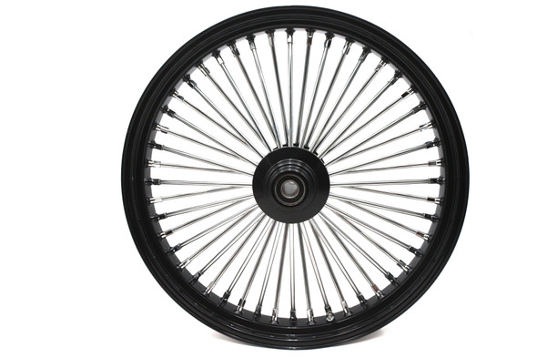 V-Twin - 52-1417 - 23 inch x 3.5 inch King Spoke Front Wheel Black/Chrome