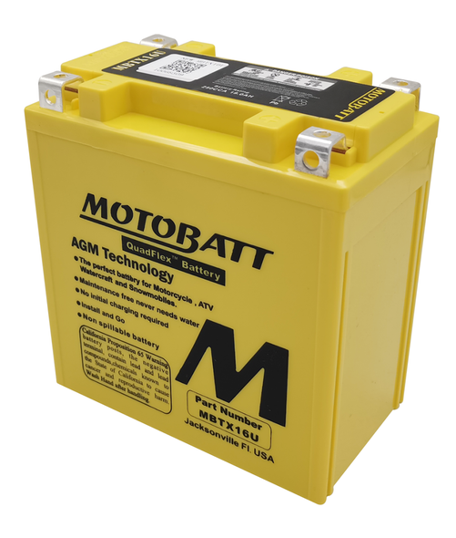 V-Twin - 53-0540 - MotoBatt 12 Volt AGM Fully Sealed Yellow Battery