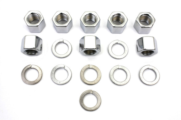 V-Twin - 8104-16 - Chrome Cylinder Base Nuts and Washers