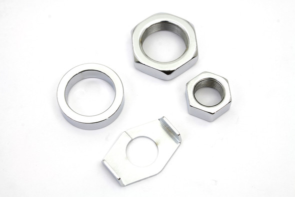 V-Twin - 8160-4 - Chrome Rear Axle Nut and Lock Kit