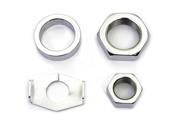 V-Twin - 8160-4 - Chrome Rear Axle Nut and Lock Kit