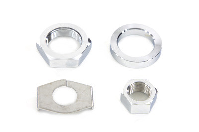 V-Twin - 8160-4T - Chrome Rear Axle Nut and Lock Kit - Fits 1941-1972 Harley-Davidson FL, 1937-1948 UL, 1971-1972 FX, 1936-1940 EL, 1930-1936 VL