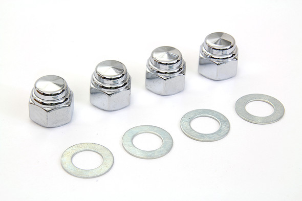 V-Twin - 8400-8 - Rocker Shaft Chrome End Cap Type Nut with Washers