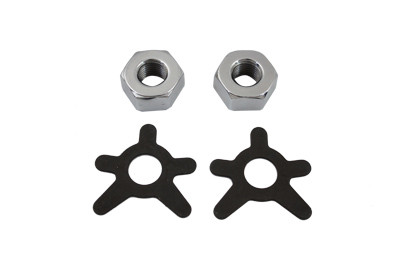 V-Twin - 8409-4T - Brake Shaft Nut and Lock Kit Chrome - Fits 1936-1940 Harley-Davidson EL, 1941-1957 FL, 1938-1948 UL