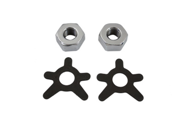 V-Twin - 8409-4T - Brake Shaft Nut and Lock Kit Chrome