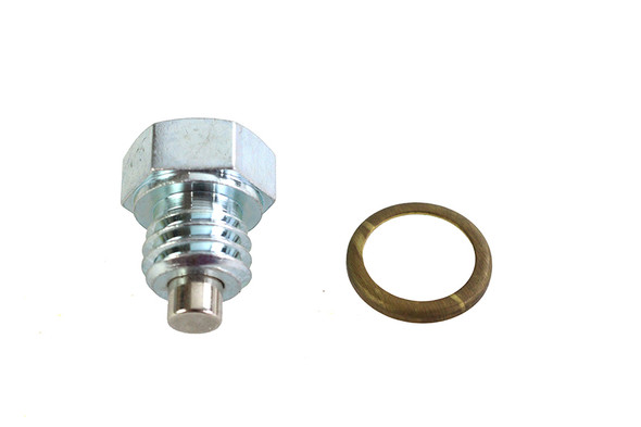 V-Twin - 8491-1T - Magnetic Drain Plug with Brass Gasket - Fits 1941-1985 Harley-Davidson FL