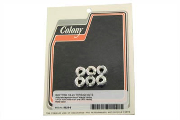 V-Twin - 8628-6 - Slotted 1/4 inch - 24 Thread Engine Case Nut