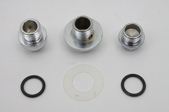 V-Twin - 8706-6 - Oil Pump Screen Relief Plug Set Chrome