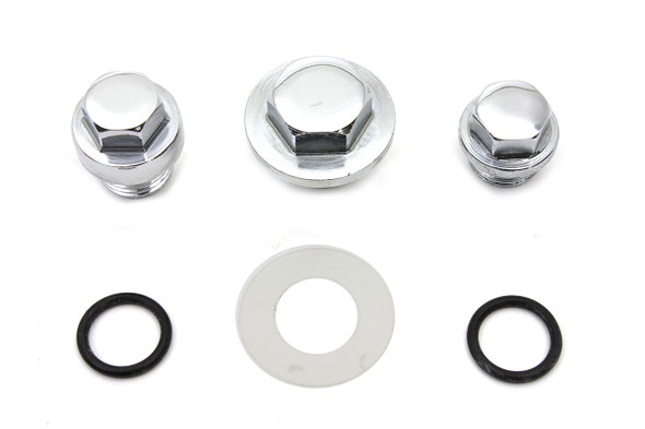 V-Twin - 8706-6 - Oil Pump Screen Relief Plug Set Chrome
