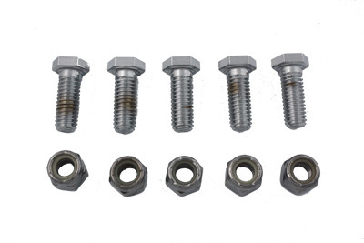 V-Twin - 8738-10T - Disc Hex Bolt and Nut Set Chrome - Fits 1973-1980 Harley-Davidson FL, FX